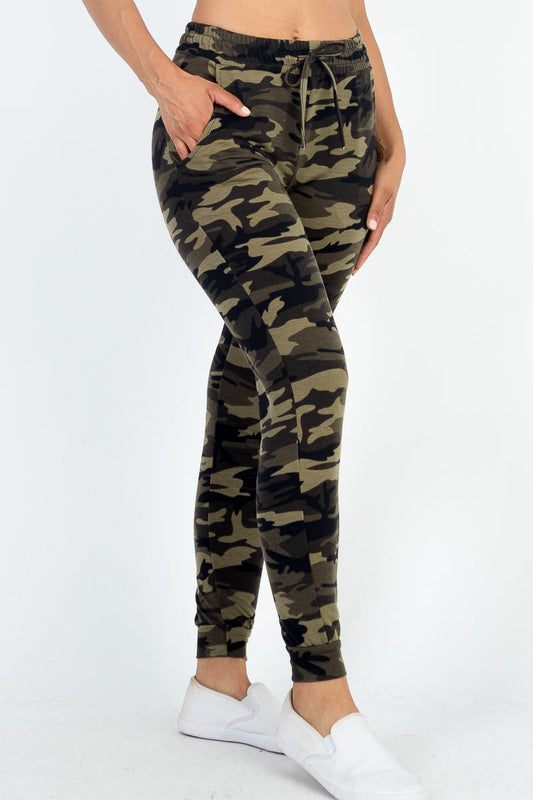 Camo Print Joggers in French Terry Fabric