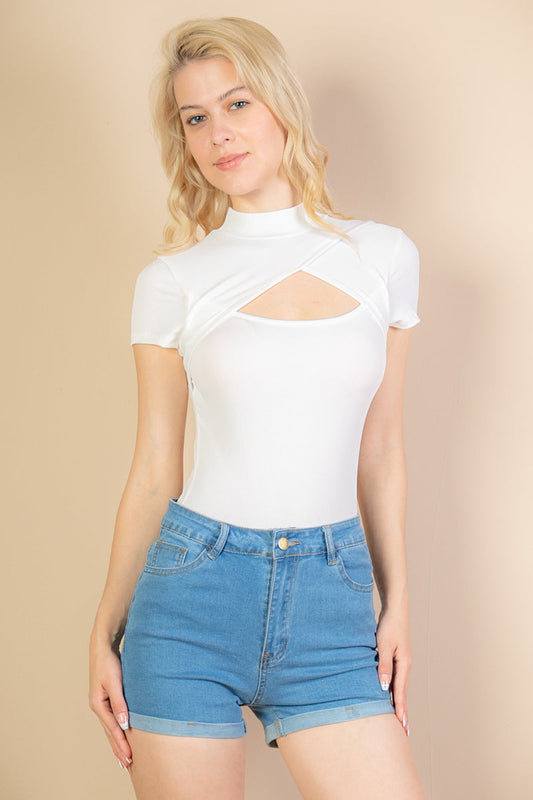 Short Sleeve Bodysuit with Front Cut-Out