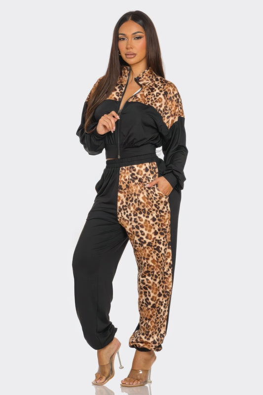 Animal Print Jogger Set