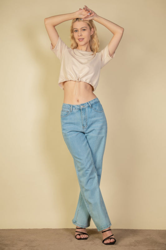 French Terry Toggle Drawstring Crop Top