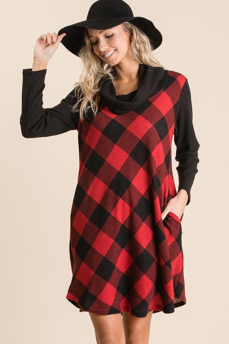 open lace back dress Buffalo Plaid Tartan Swing Dress
