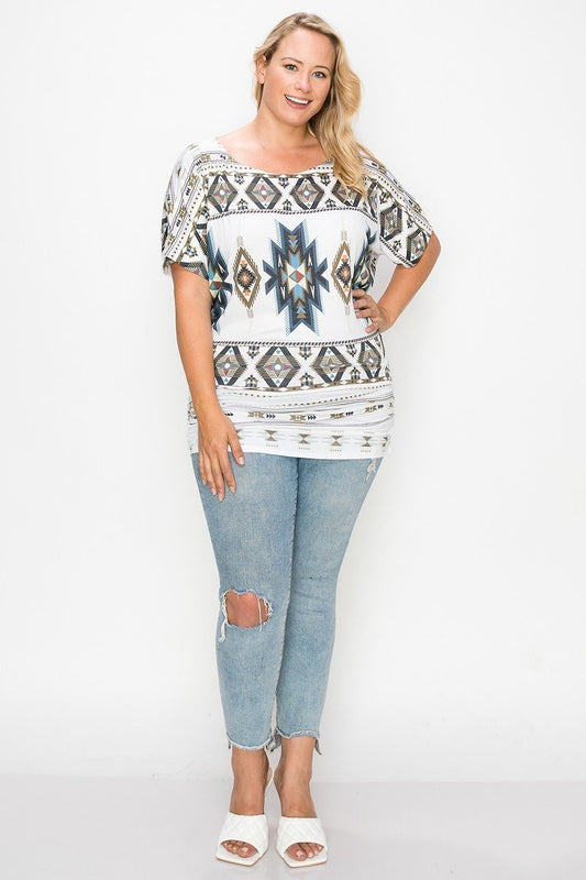 Geometric-Sublimation Print Top