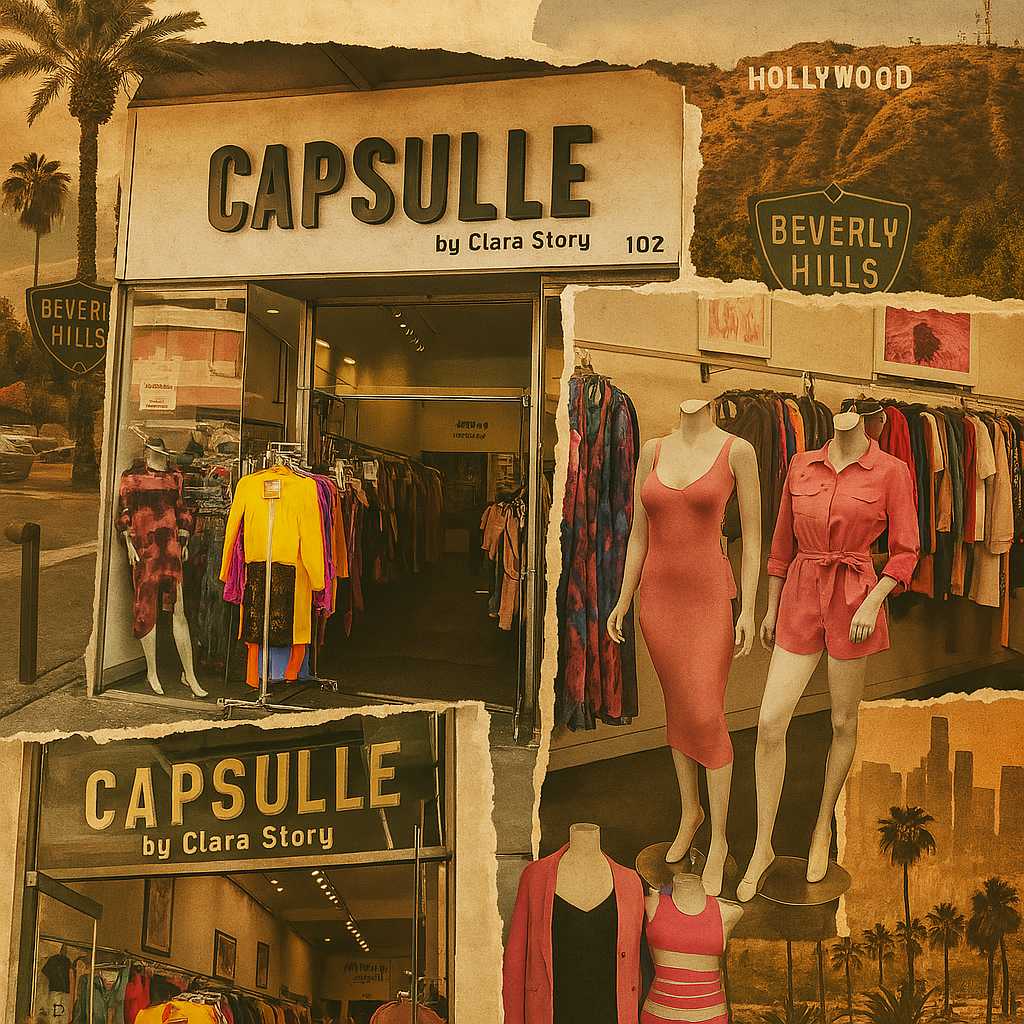 Trendy women’s boutique showcasing bold fashion styles and dresses at CAPSULLE Los Angeles  Let me know if you'd like a banner or collage image created from this set!