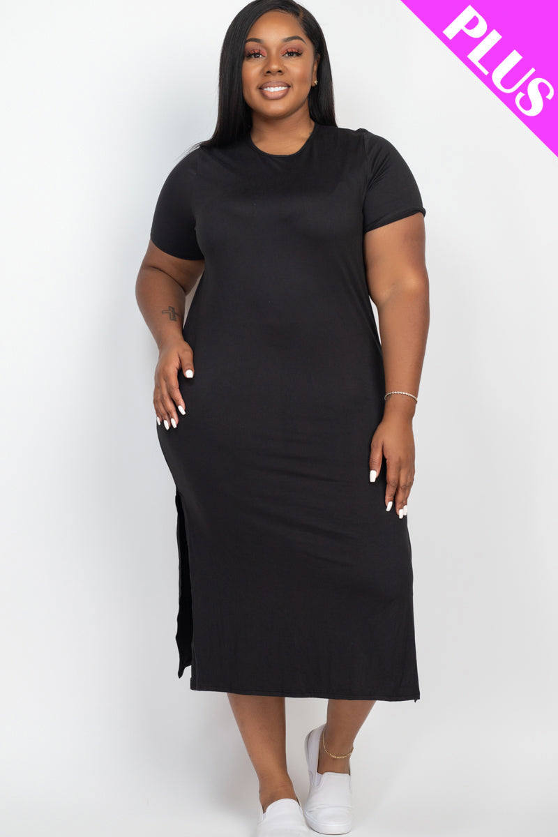 Comfortable Plus Size Dress with Side Slits