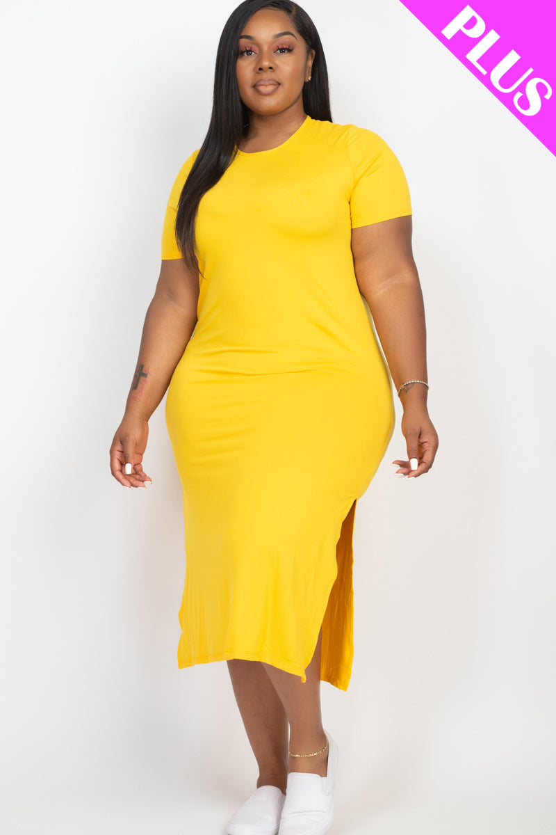 Comfortable Plus Size Dress with Side Slits