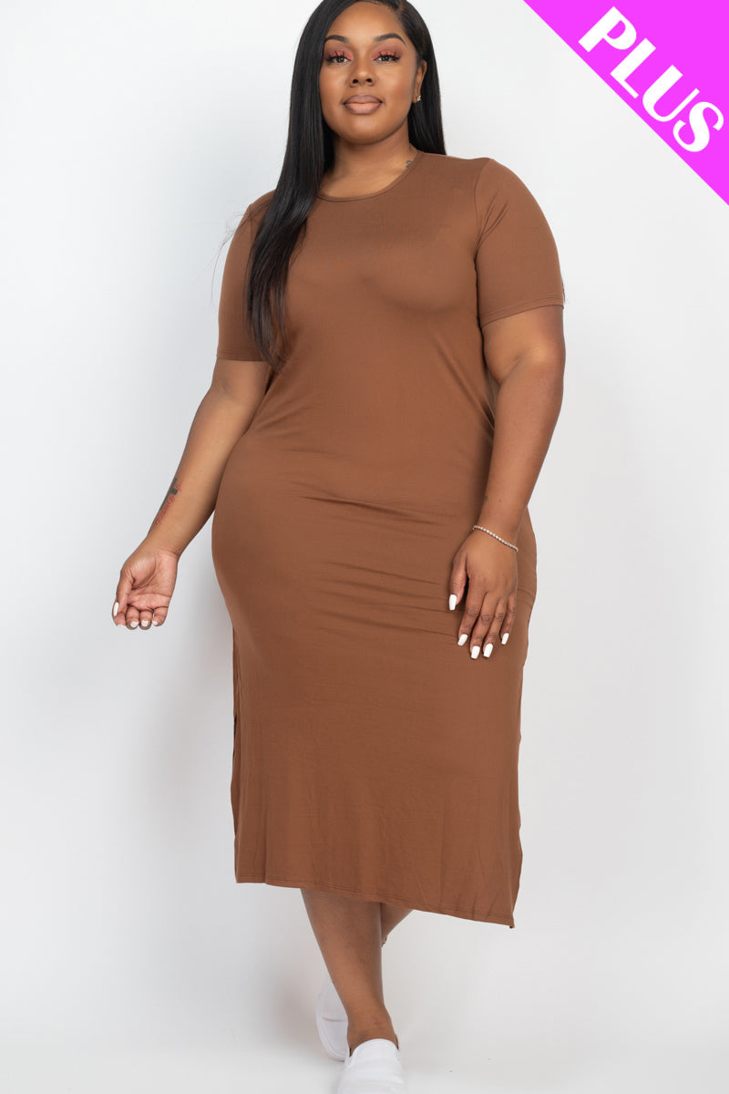 Comfortable Plus Size Dress with Side Slits