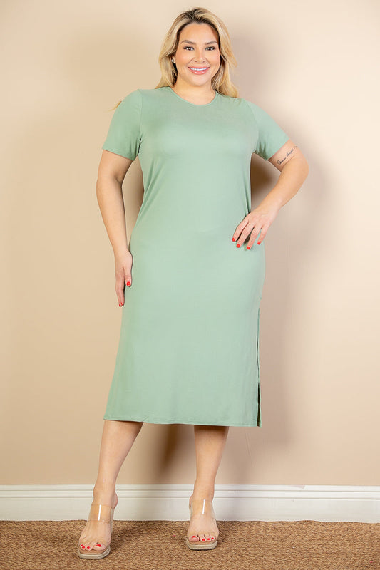 Comfortable Plus Size Dress with Side Slits