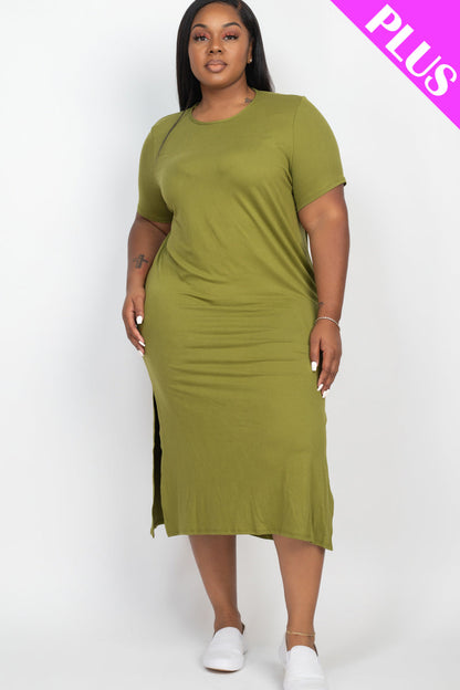 Comfortable Plus Size Dress with Side Slits