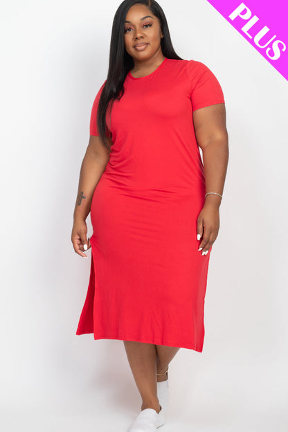 Comfortable Plus Size Dress with Side Slits