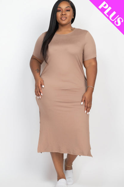 Comfortable Plus Size Dress with Side Slits