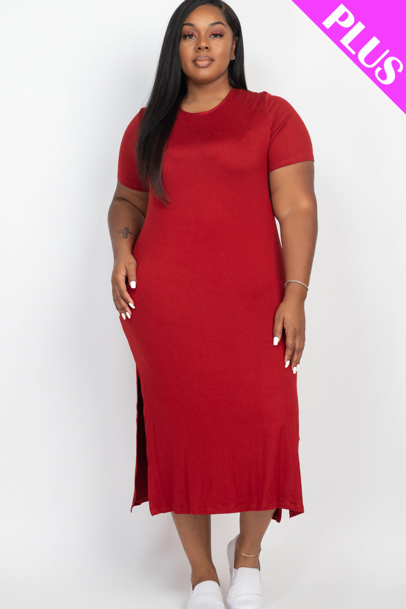 Comfortable Plus Size Dress with Side Slits