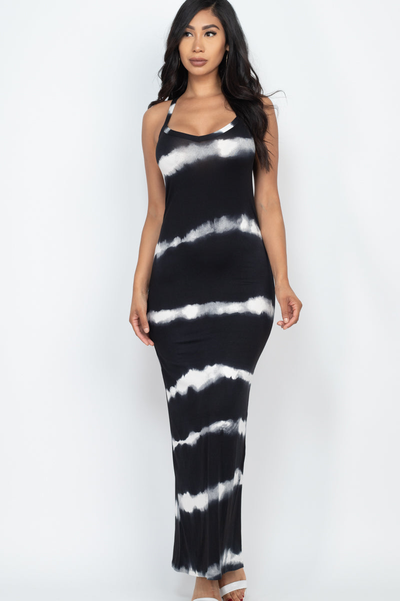 Striped Tie-Dye Maxi Dress