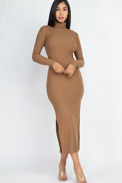 Ribbed Short Sleeve Mini Bodycon Dress with a V-Neck