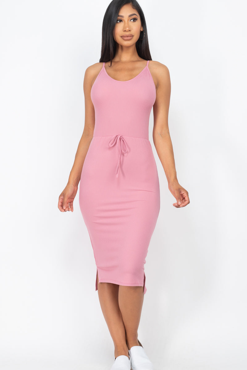 Midi Dress with Sleeveless Design and Tie Front