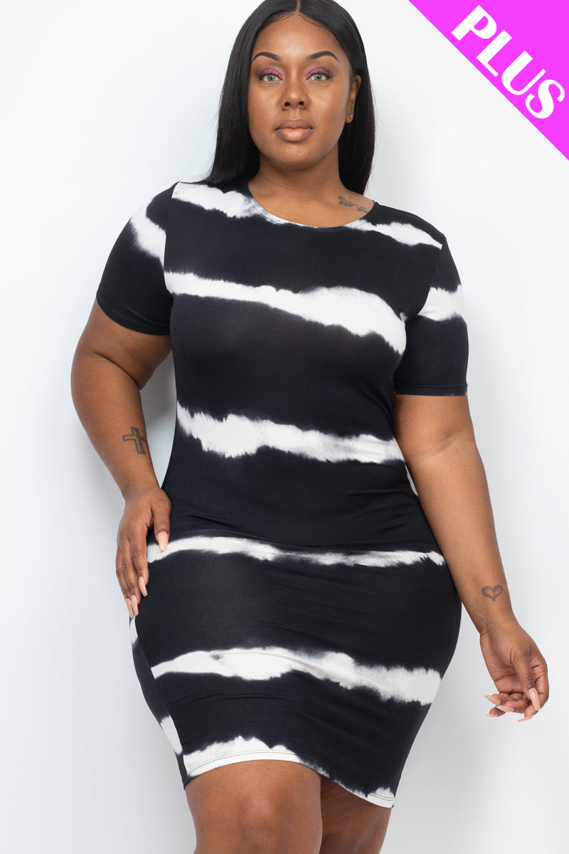 Tie-Dye Print Plus Size Sheath Dress