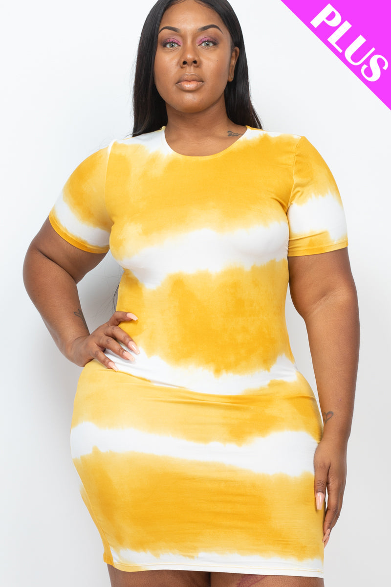 Tie-Dye Print Plus Size Sheath Dress