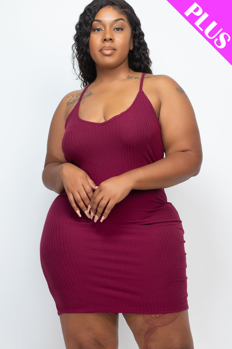 Ribbed Bodycon Dress in Plus Size with Cami Design