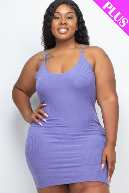 Ribbed Bodycon Dress in Plus Size with Cami Design