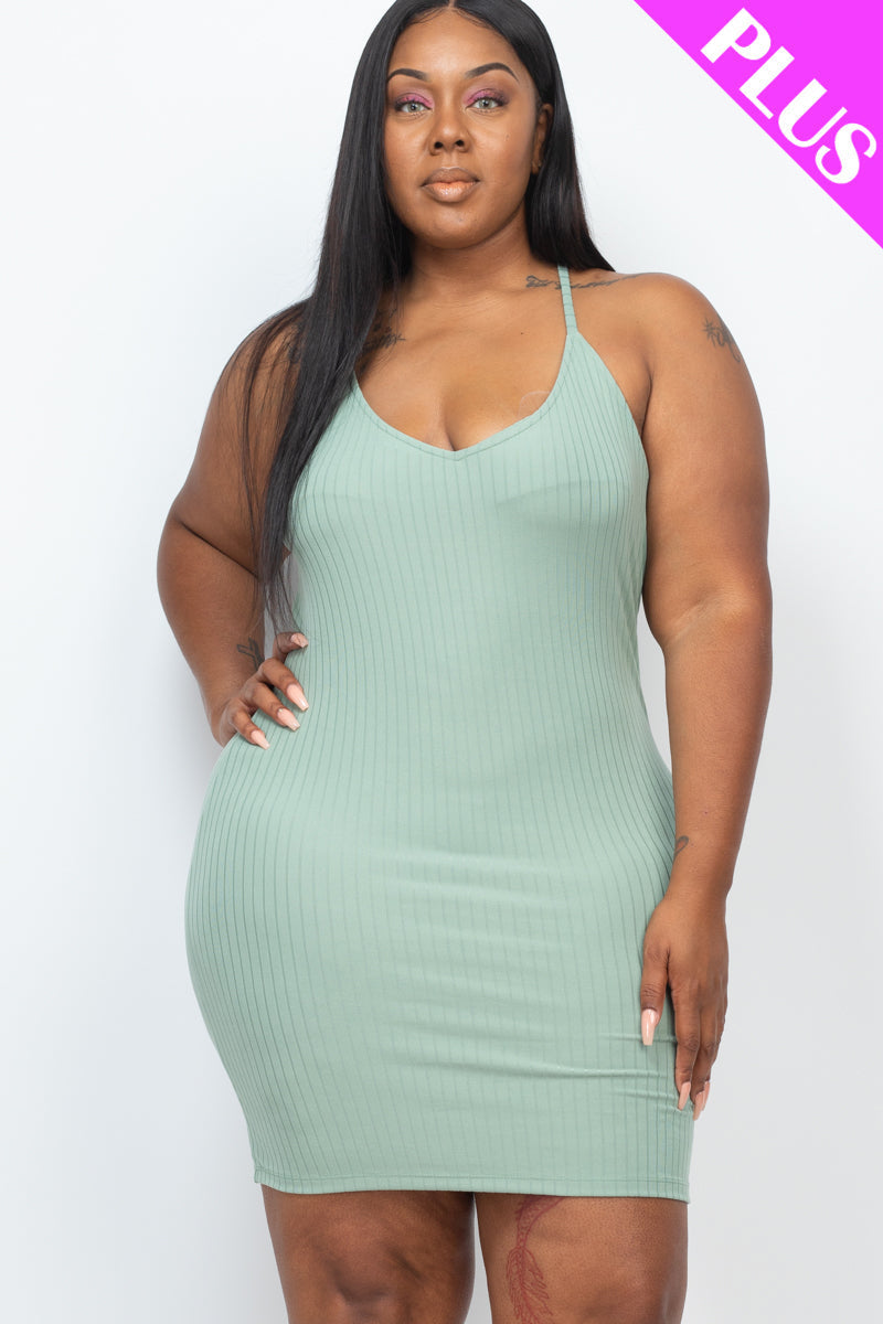 Ribbed Bodycon Dress in Plus Size with Cami Design