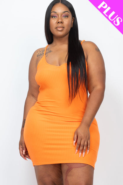 Ribbed Bodycon Dress in Plus Size with Cami Design