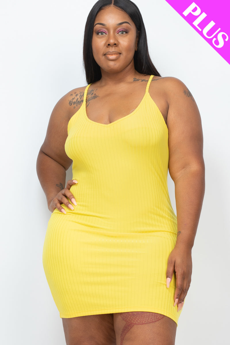 Ribbed Bodycon Dress in Plus Size with Cami Design