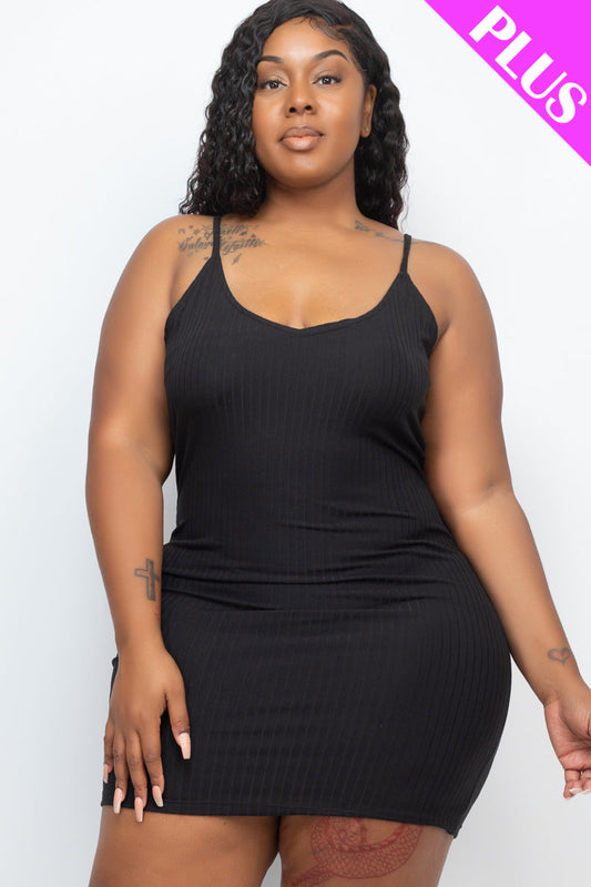 Ribbed Bodycon Dress in Plus Size with Cami Design