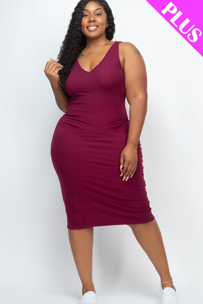 Ribbed Sleeveless Bodycon Dress in Plus Size