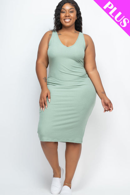 Ribbed Sleeveless Bodycon Dress in Plus Size