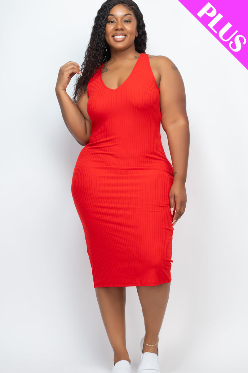 Ribbed Sleeveless Bodycon Dress in Plus Size