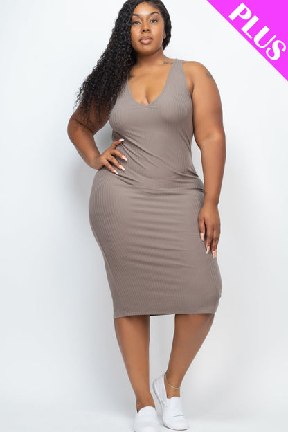 Ribbed Sleeveless Bodycon Dress in Plus Size