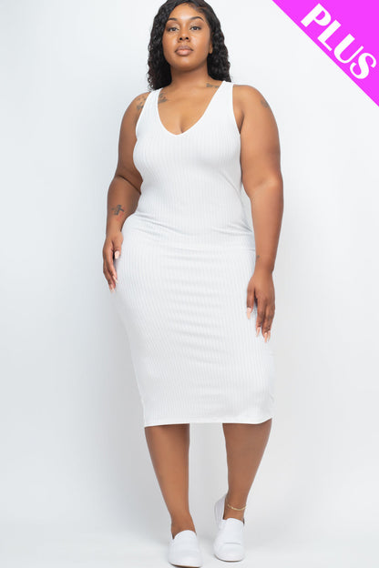 Ribbed Sleeveless Bodycon Dress in Plus Size