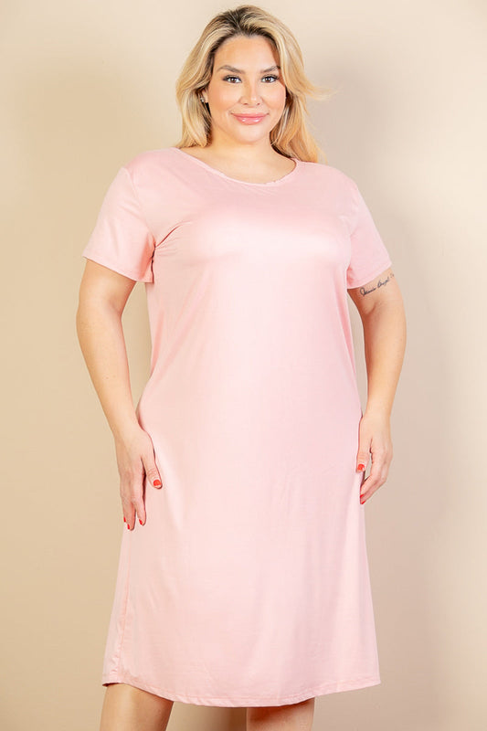 Relaxed Fit Short Sleeve Dress for Plus Sizes