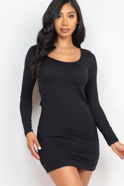 Long Sleeve Bodycon Dress with Crisscross Open Back