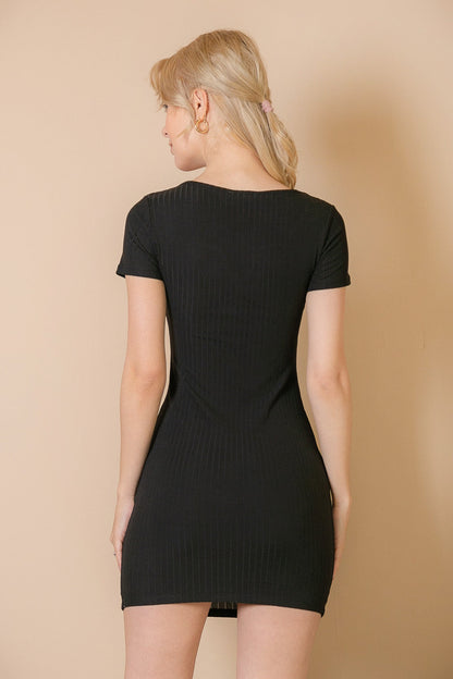 Ribbed Short Sleeve Bodycon Mini Dress