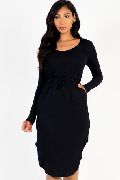 Curved Hem Tie-Front Dress