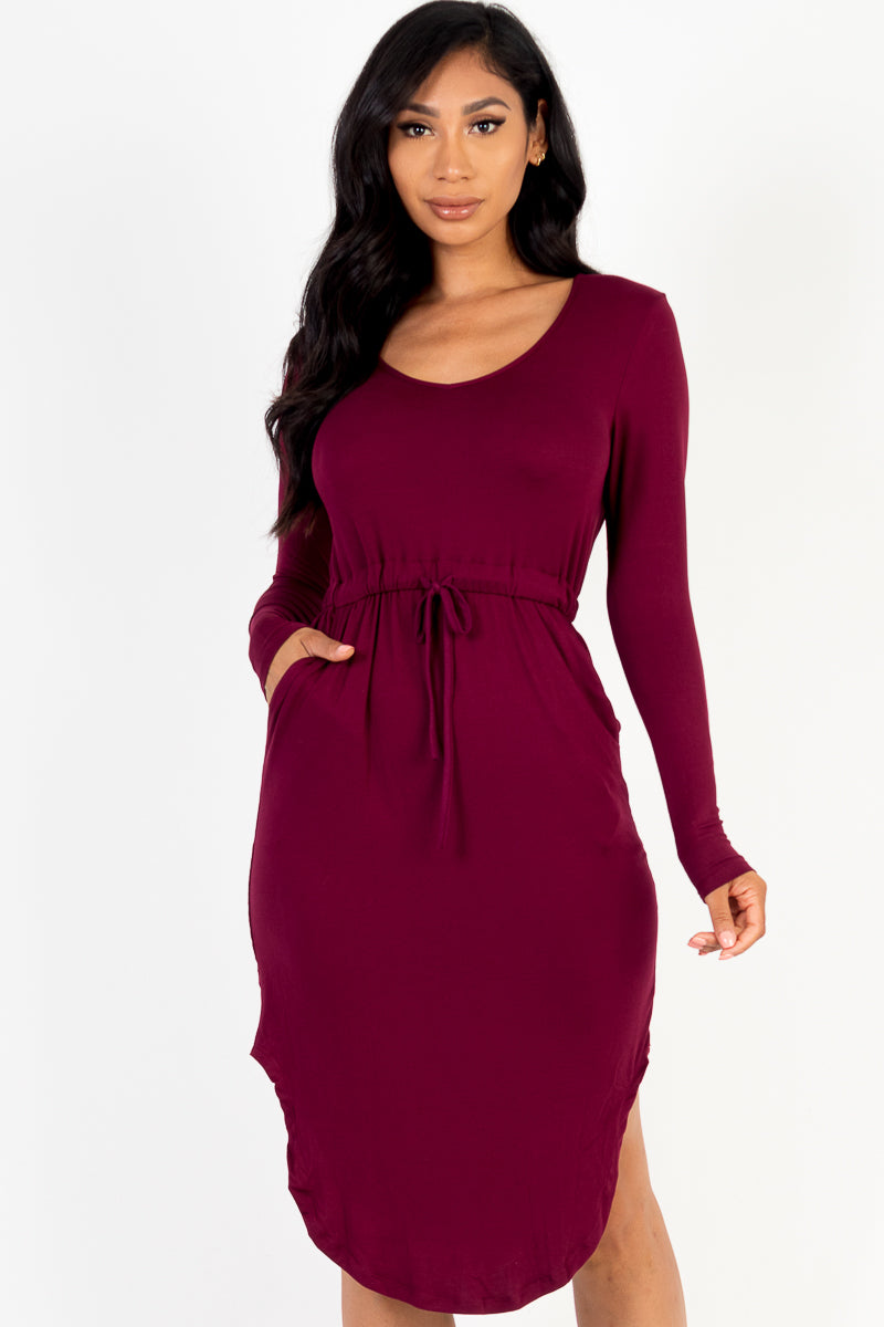 Curved Hem Tie-Front Dress