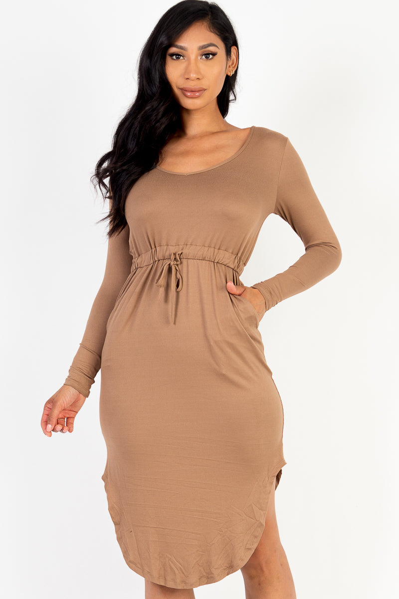 Curved Hem Tie-Front Dress