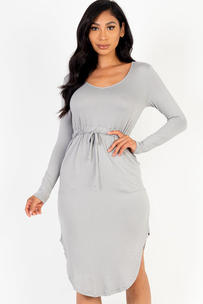 Curved Hem Tie-Front Dress