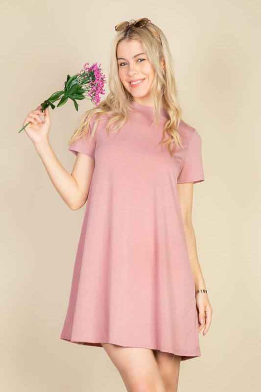 Short Sleeve Crew Neck T-Shirt Dress