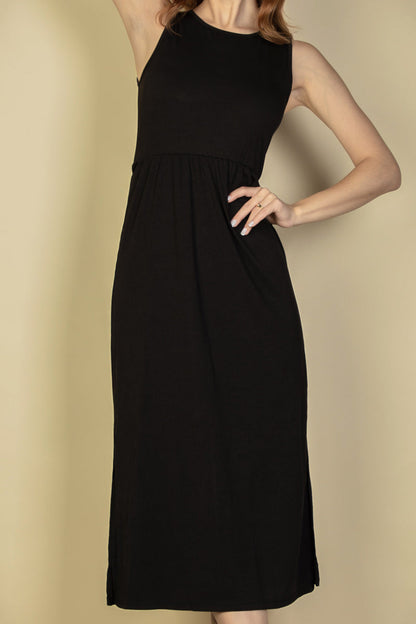 Ribbed Tank Dress with Side Slits