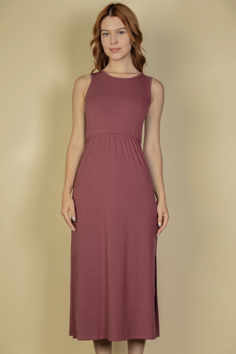 Ribbed Tank Dress with Side Slits