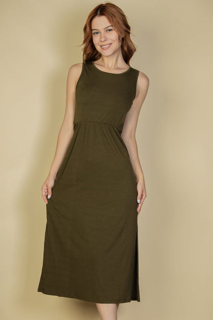 Ribbed Tank Dress with Side Slits