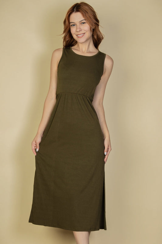 Ribbed Tank Dress with Side Slits