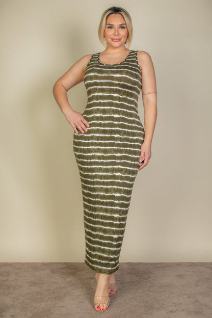 Tie Dye Printed Tank Bodycon Maxi Dress for Plus Sizes