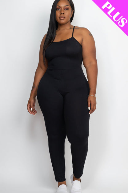 Curvy Criss-Cross Backless Bodycon Jumpsuit