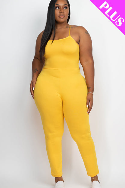 Curvy Criss-Cross Backless Bodycon Jumpsuit