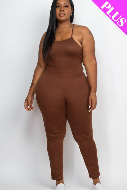 Curvy Criss-Cross Backless Bodycon Jumpsuit