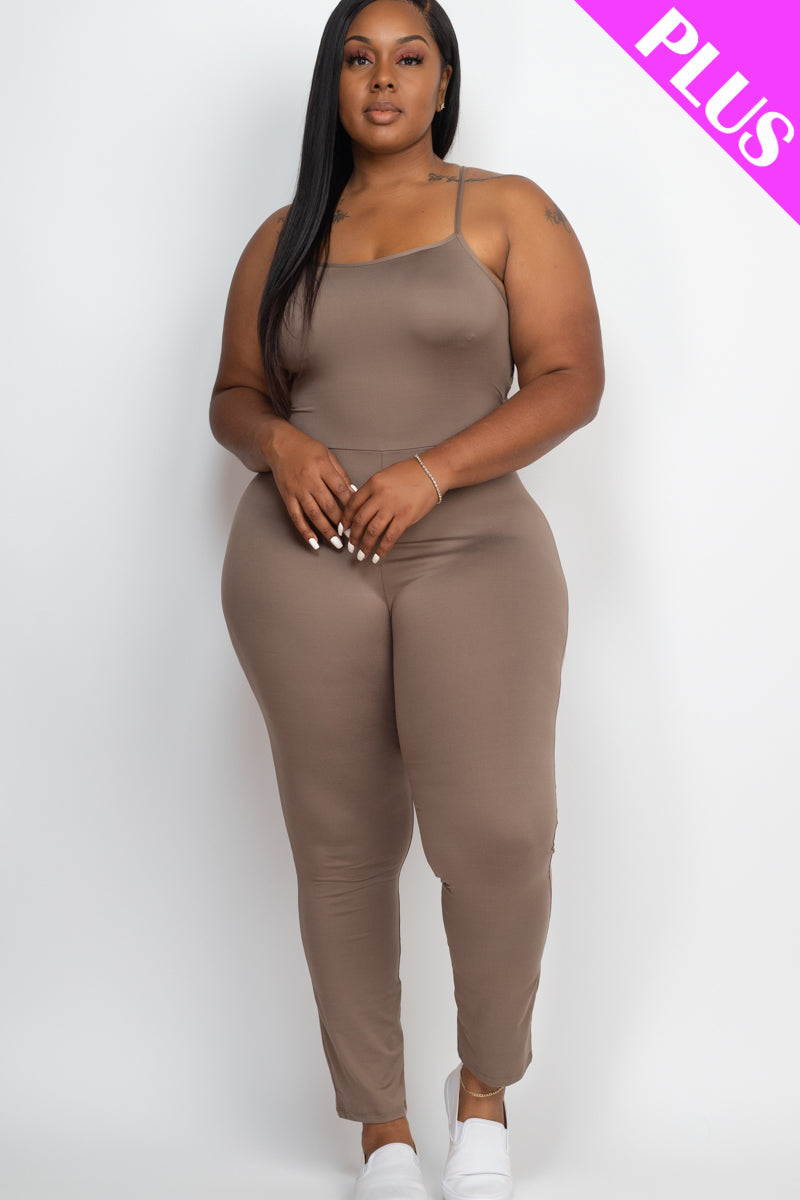 Curvy Criss-Cross Backless Bodycon Jumpsuit