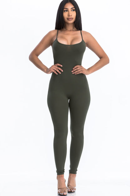 Solid Fitted Cami Jumpsuit