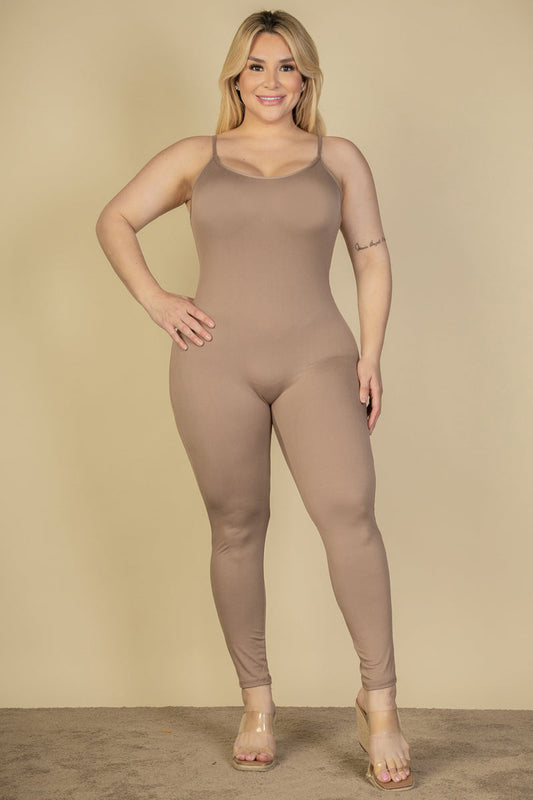 Solid Color Plus Size Cami Bodycon Jumpsuit